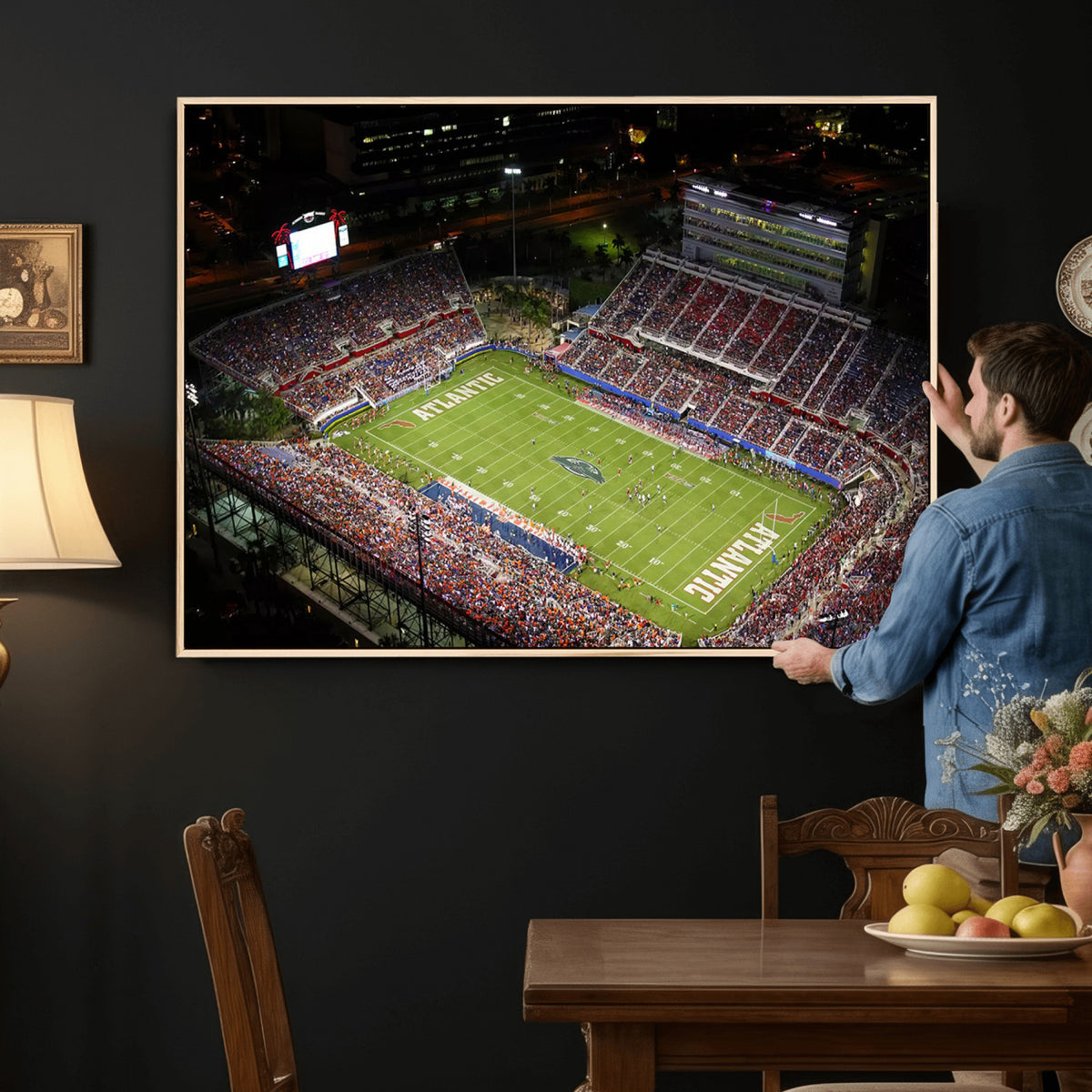 12682-MGV-CV-36X24 - Florida Atlantic University Owls Canvas Print, Football Team Print - Boca Raton FAU Stadium Wall Art