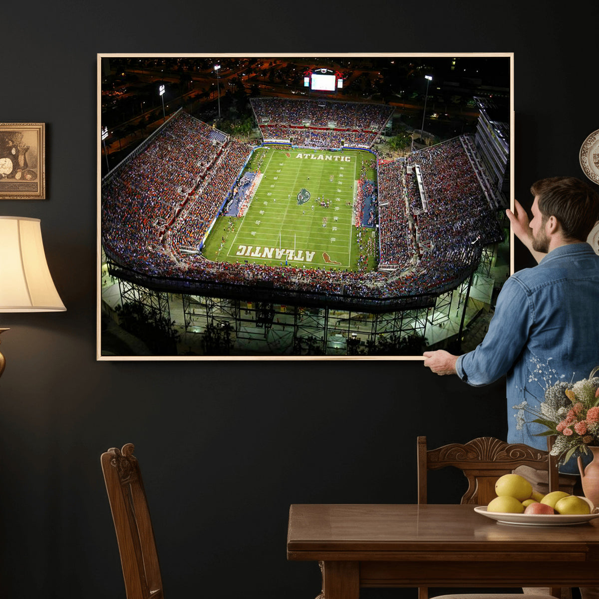 72354-MGV-CV-36X24 - Florida Atlantic University Owls Football Team Print - Boca Raton FAU Stadium Wall Art Canvas Print