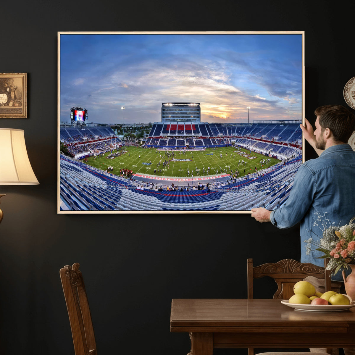 69559-MGV-CV-36X24 - Florida Atlantic University Owls Football Team Print - Boca Raton FAU Stadium Wall Art Canvas Print