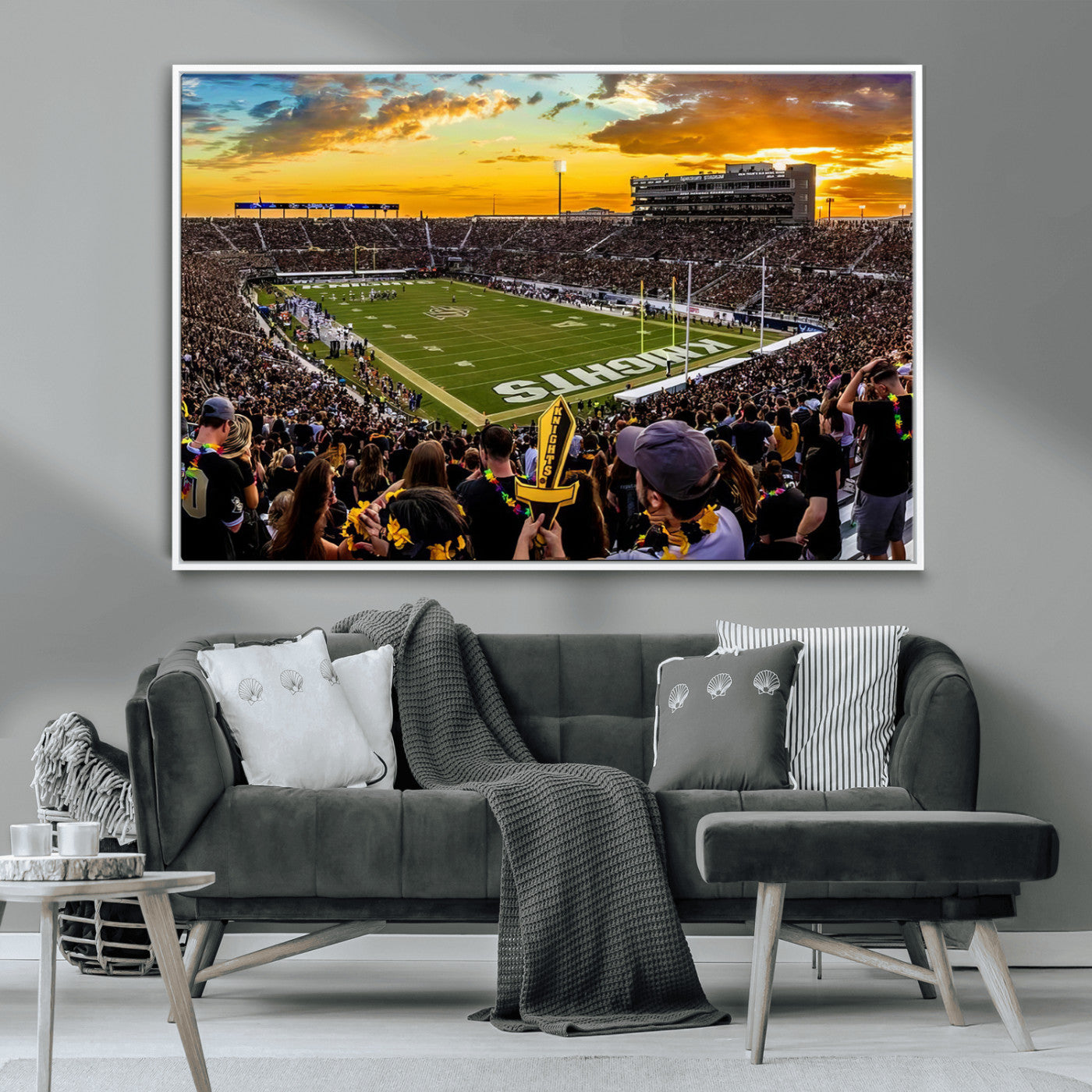 MGV-FC-36X24 - UCF Knights Football Team Print - Orlando FBC Mortgage Stadium, UCF Knights Wall Art Canvas Print