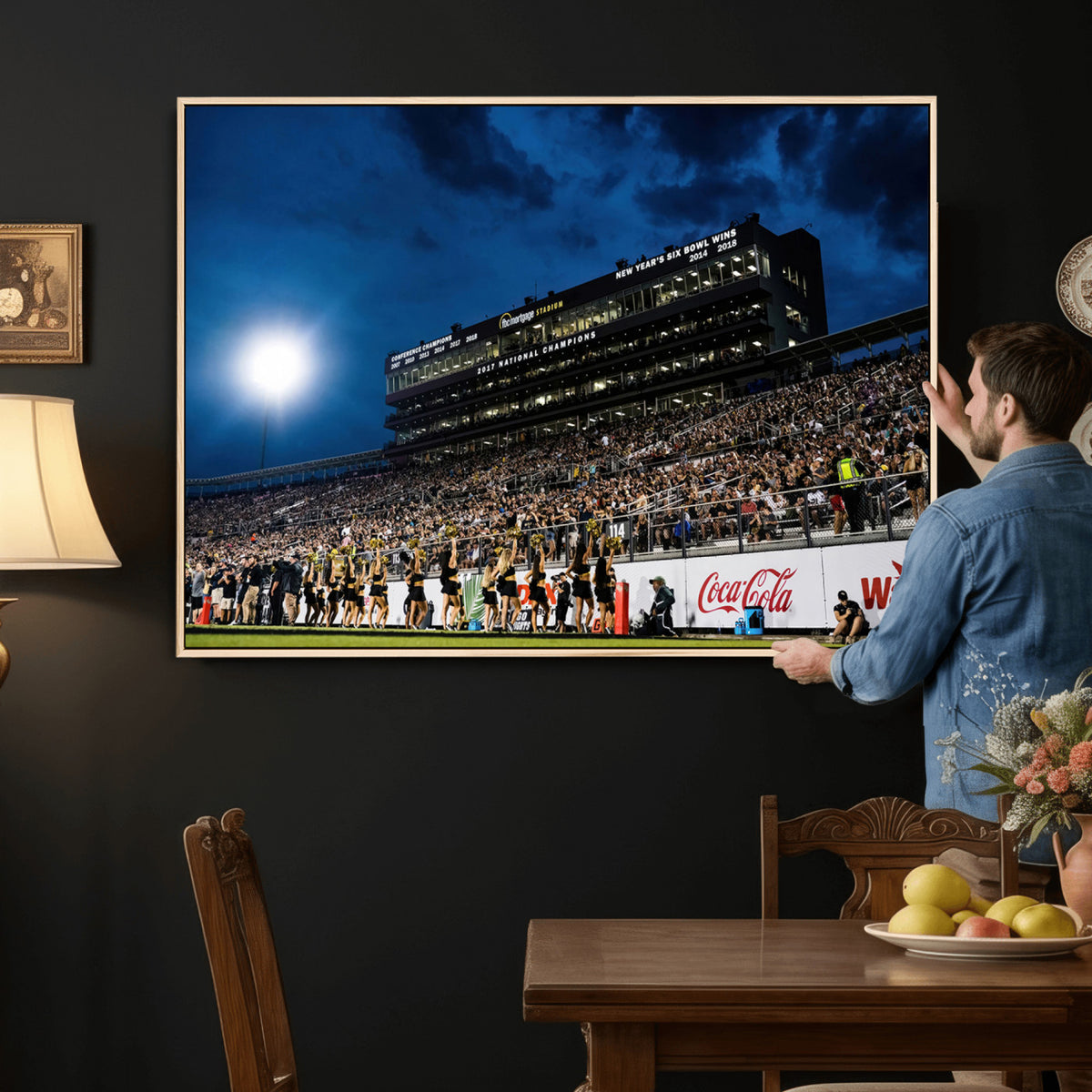 40217-MGV-CV-36X24 - UCF Knights Football Team Print - Orlando FBC Mortgage Stadium Wall Art Canvas Print