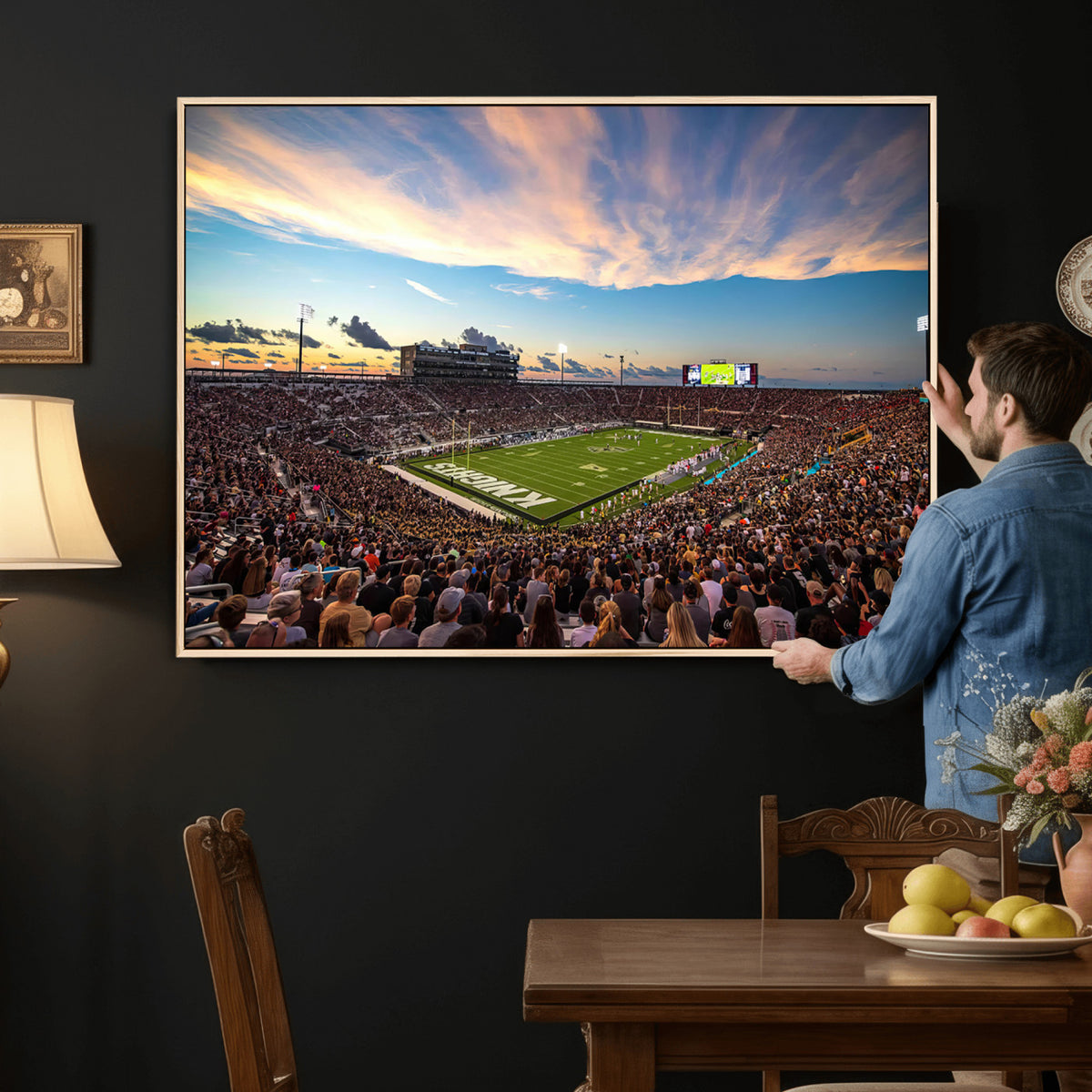 50243-MGV-CV-36X24 - UCF Knights Football Team Print - Orlando FBC Mortgage Stadium Wall Art Canvas Print