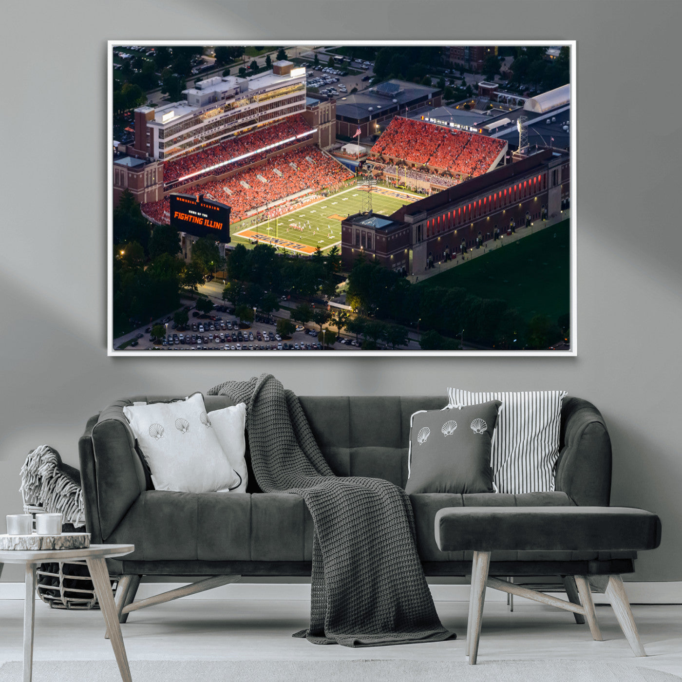MGV-FC-36X24 - University of Illinois Fighting Illini Football Team Print - Champaign Illinois Memorial Stadium