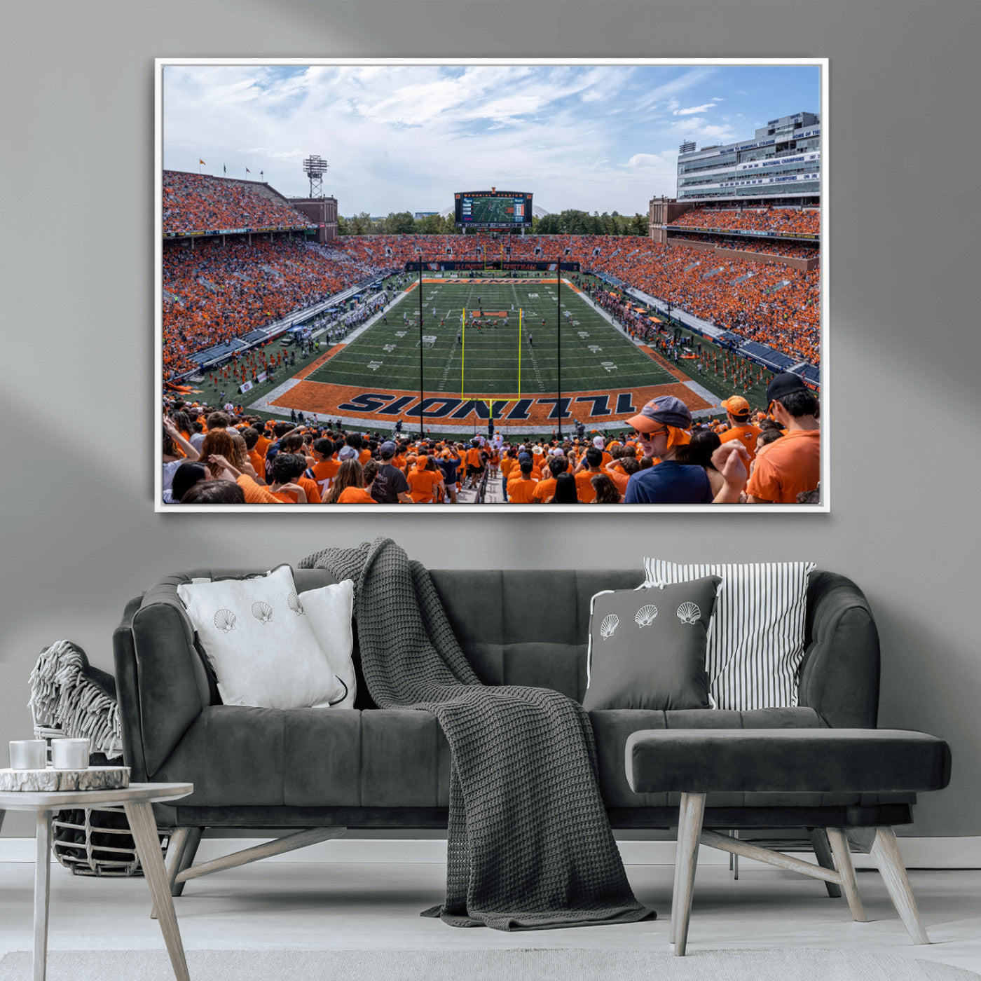 MGV-FC-36X24 - University of Illinois Fighting Illini Football Team Print Canvas - Champaign Illinois Memorial