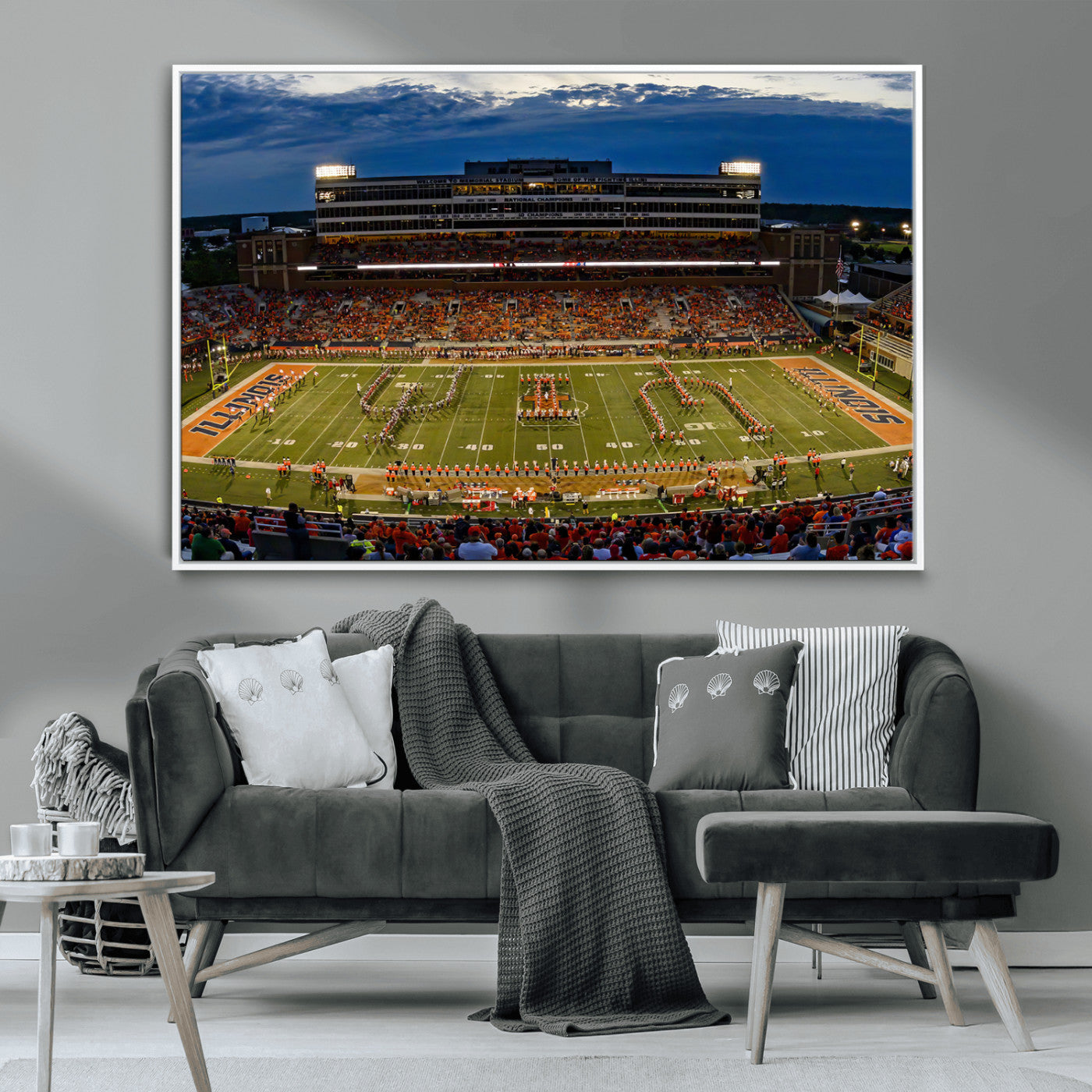 MGV-FC-36X24 - University of Illinois Fighting Illini Football Team Print - Champaign Illinois Memorial Stadium