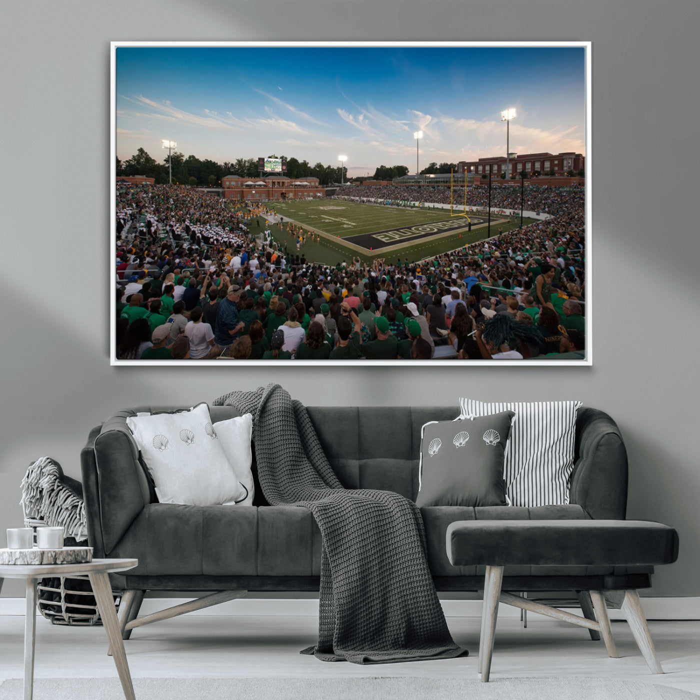 MGV-FC-36X24 - University of Charlotte 49ers Football Team Print - Charlotte Jerry Richardson Stadium Wall Art