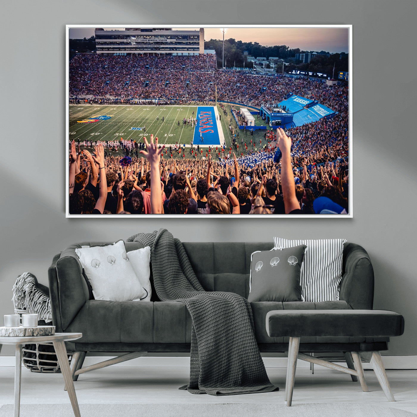 MGV-FC-36X24 - University of Kansas Jayhawks Football Team Art Print - Lawrence Kansas Memorial Stadium Wall Art