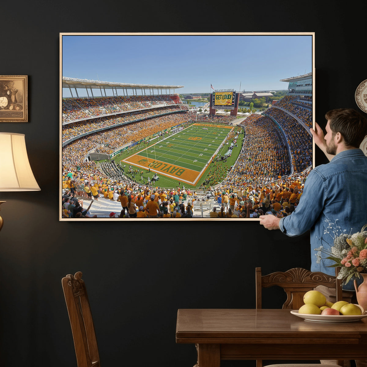 49912-MGV-CV-36X24 - Baylor University Bears Football Team Print - Waco McLane Stadium Wall Art Canvas Print