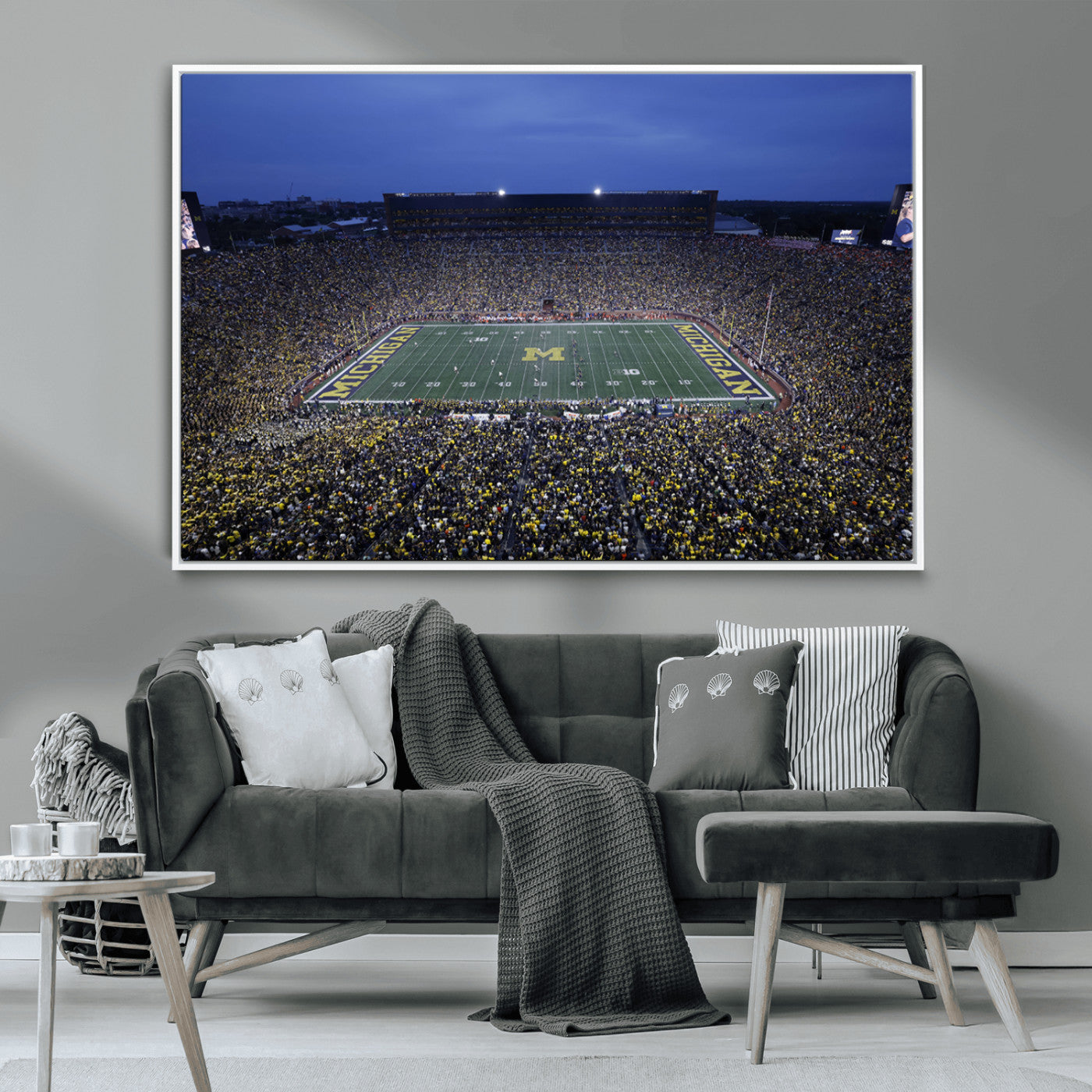 MGV-FC-36X24 - University of Michigan Wolverines Football Team Print - Ann Arbor Michigan Stadium Wall Art Canvas