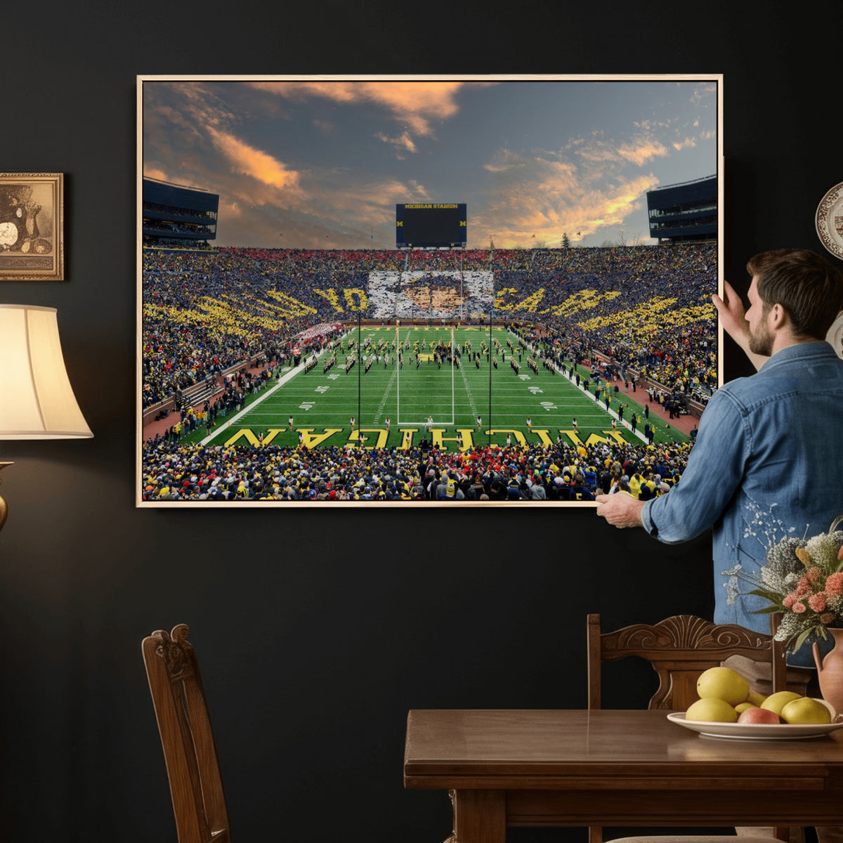 81843-MGV-CV-36X24 - University of Michigan Wolverines Print Canvas, Football Team Print - Ann Arbor Michigan Stadium