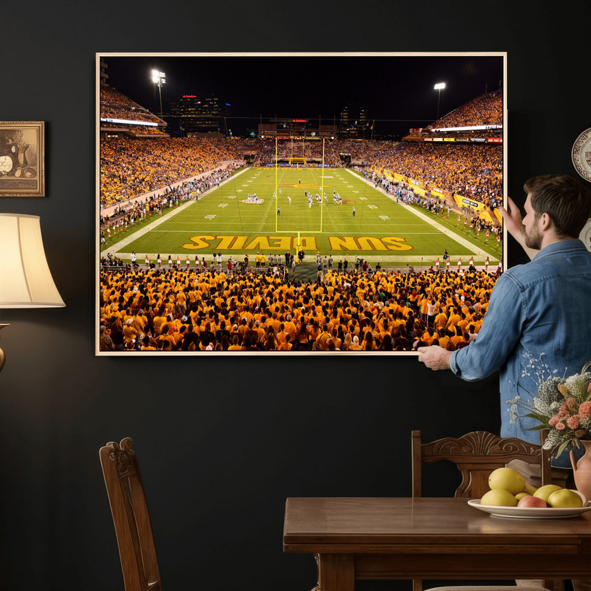 21588-MGV-CV-36X24 - ASU Sun Devils Football Team Print - Phoenix Mountain America Stadium Wall Art Canvas Print