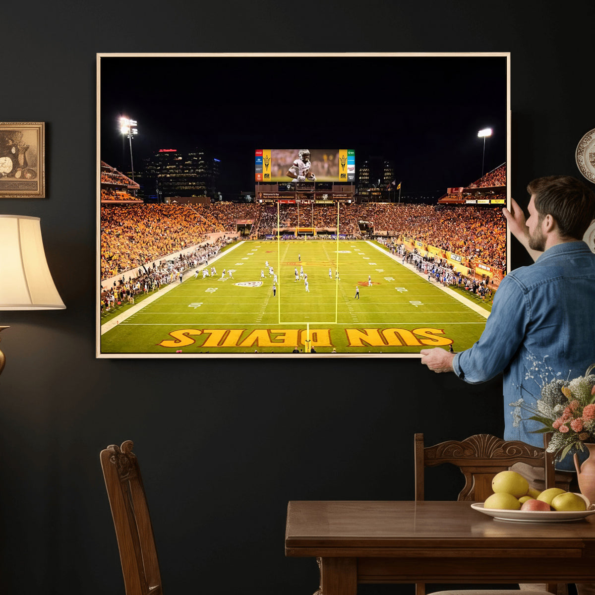 87612-MGV-CV-36X24 - ASU Sun Devils Football Team Print - Phoenix Mountain America Stadium Canvas Print