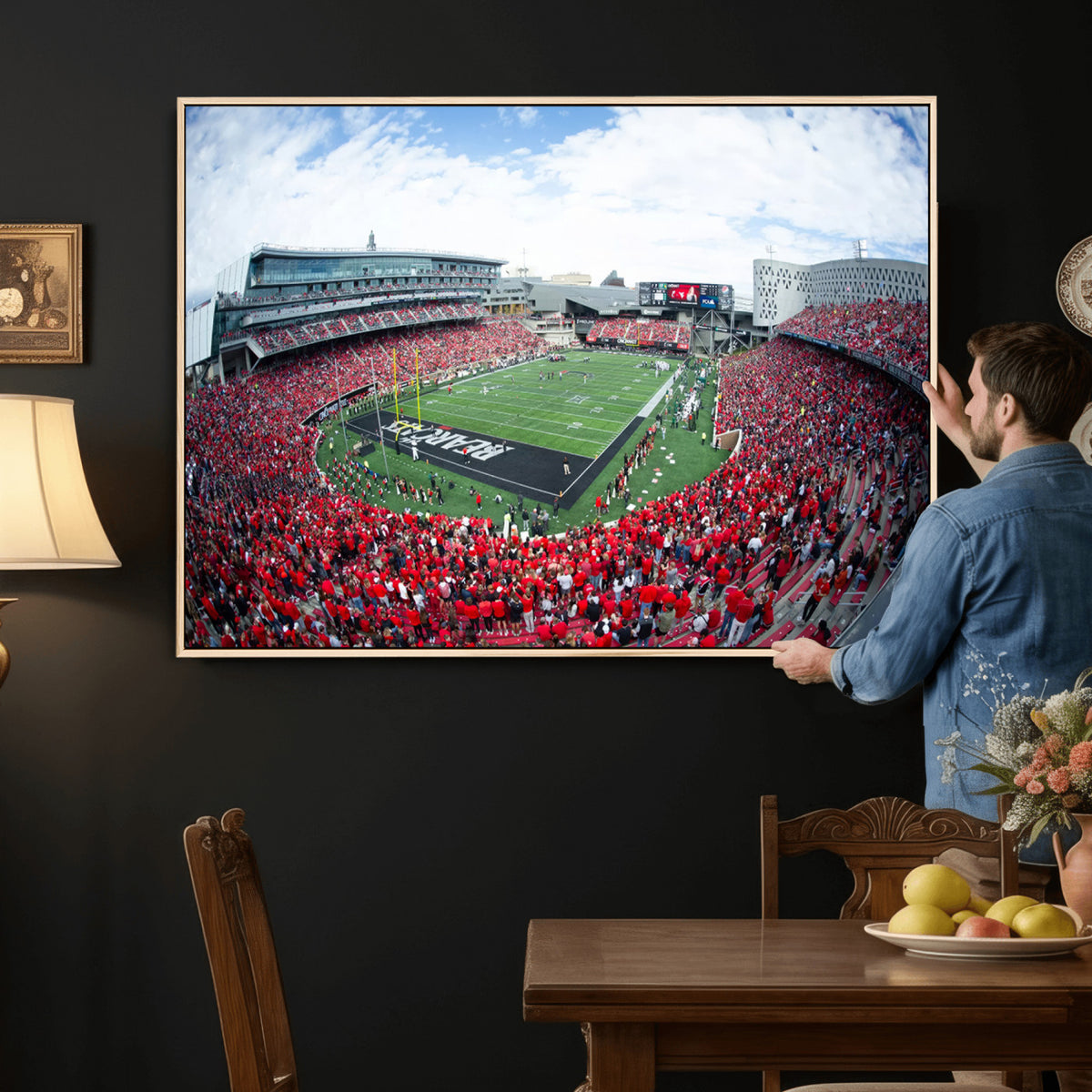 54070-MGV-CV-36X24 - Cincinnati Bearcats Football Team Print - Nippert Stadium Wall Art Canvas Print