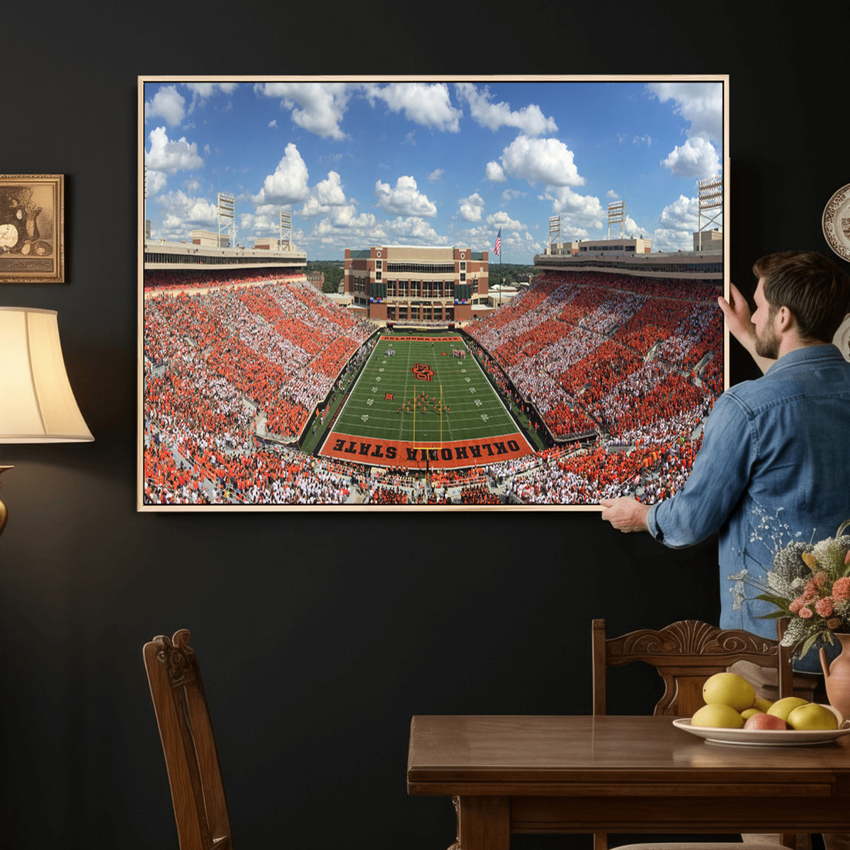 65192-MGV-CV-36X24 - Oklahoma State Cowboys Football Team Print - Stillwater Boone Pickens Stadium Wall Art Canvas Print