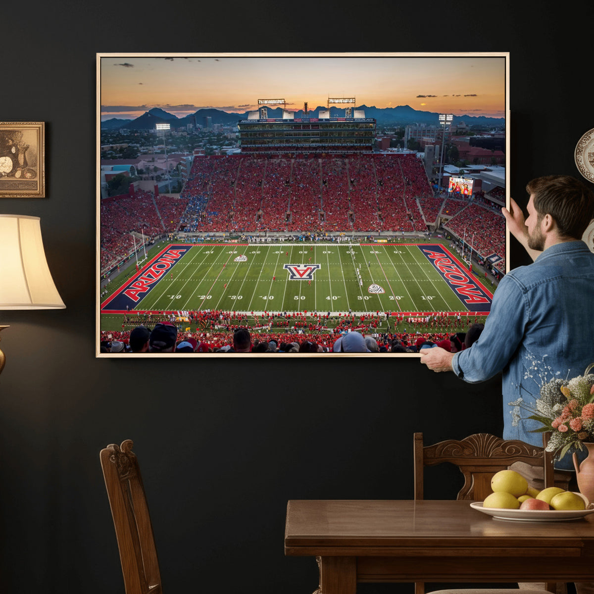 45563-MGV-CV-36X24 - Arizona Wildcats Football Team Print - Tucson Arizona Stadium Wall Art Canvas Print