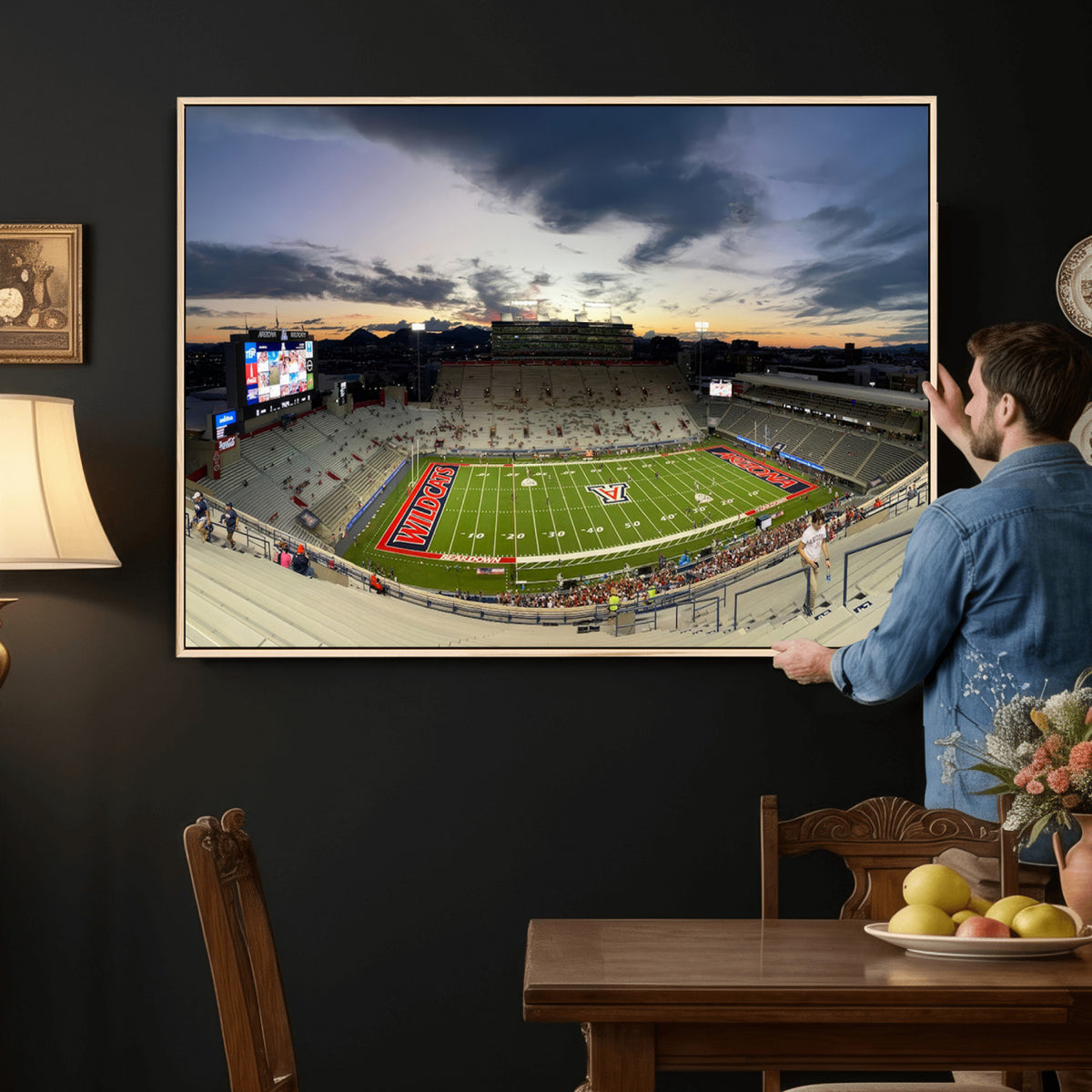 24339-MGV-CV-36X24 - Arizona Wildcats Football Team Print - Tucson Arizona Stadium Wall Art Canvas Print