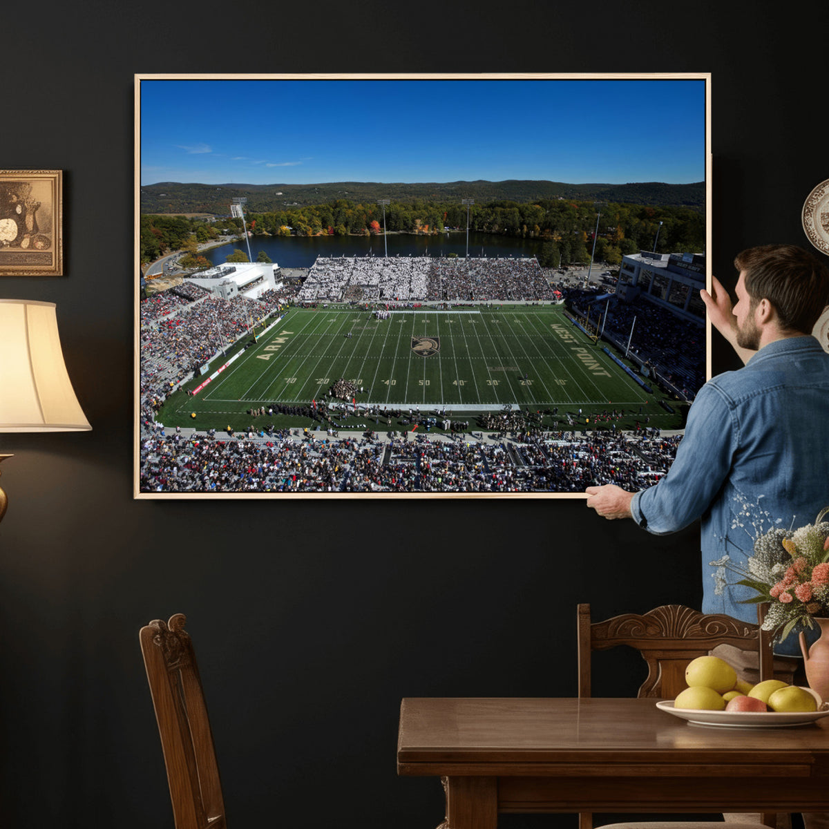 52056-MGV-CV-36X24 - Army Black Knights Football Team Print - West Point Michie Stadium Wall Art Canvas Print