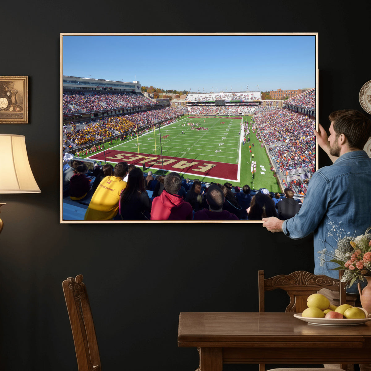 78117-MGV-CV-36X24 - Boston College Eagles Football Team Print - Boston Alumni Stadium Wall Art Canvas Print