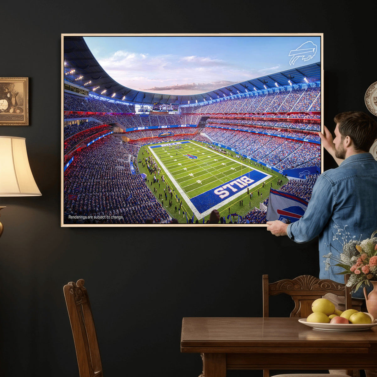 57873-MGV-CV-36X24 - Buffalo Bills Football Team Print Canvas - Buffalo Highmark Stadium Wall Art Canvas Print