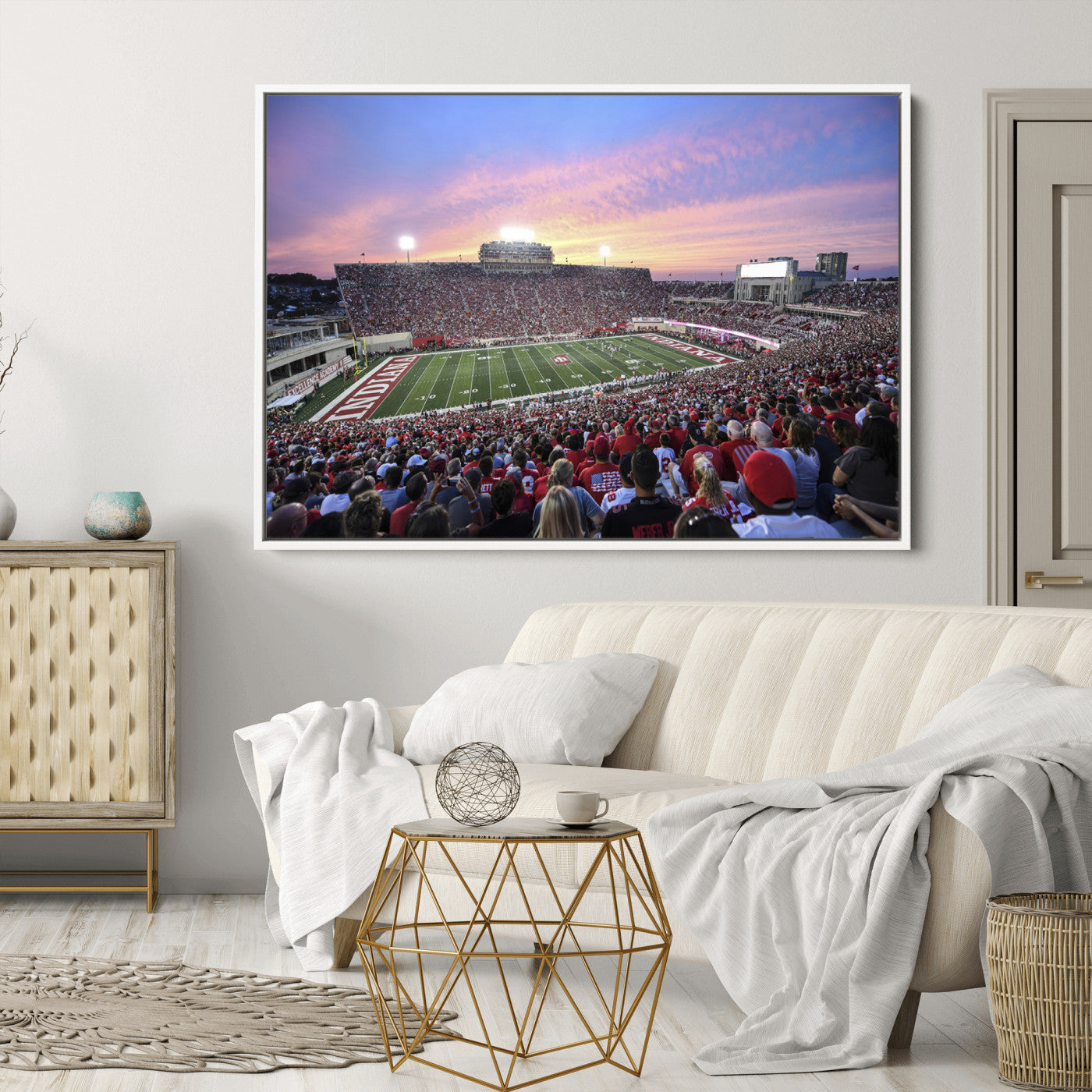 13046-MGV-CV-36X24-Indiana University Hoosiers Football Team Print - Bloomington Memorial Stadium Wall Art Canvas Print
