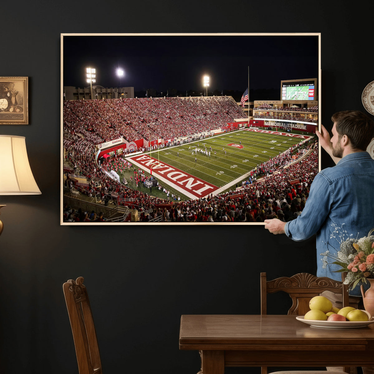 82748-MGV-CV-36X24 - Indiana University Hoosiers Football Team Print Canvas, Framed and Ready to Hang