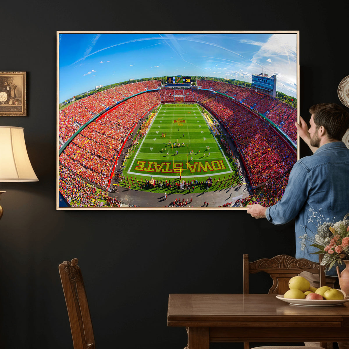 36706-PAN-FL-20X10 - Iowa State University Cyclones Football Team Print - Ames Jack Trice Stadium Art Canvas Print