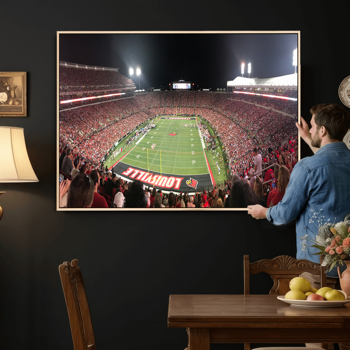 51251-PAN-FL-20X10 - University of Louisville Cardinals Football Team Print - Louisville Cardinal Stadium Wall Art Canvas
