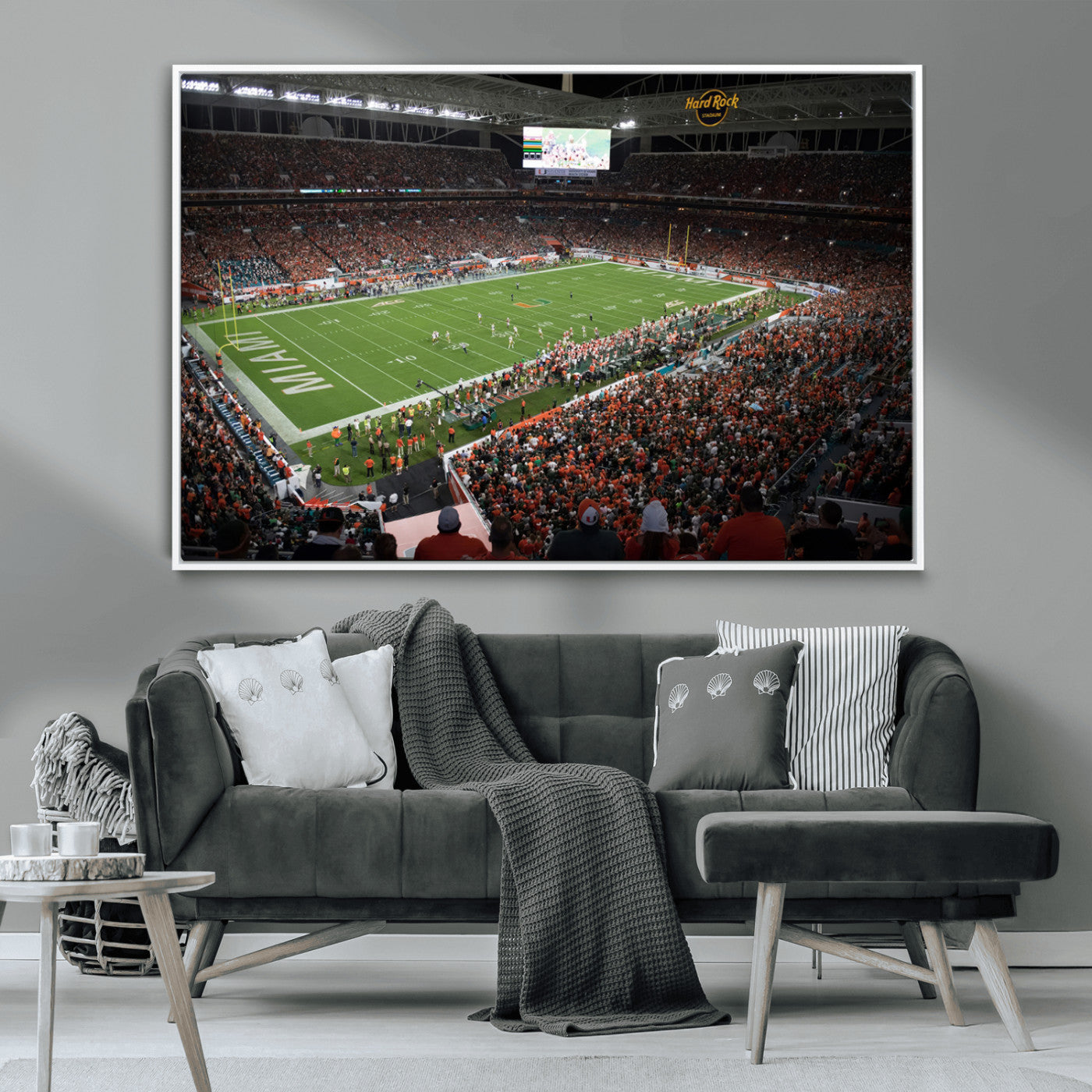 MGV-FC-36X24 - Miami Hurricanes Football Team Print Canvas- Miami Hard Rock Stadium Wall Art Canvas Print