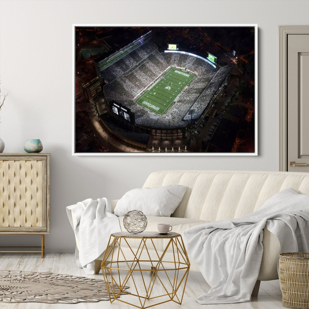 Michigan State Spartans Football Team Print - East Lansing Spartan Stadium Print Wall Art