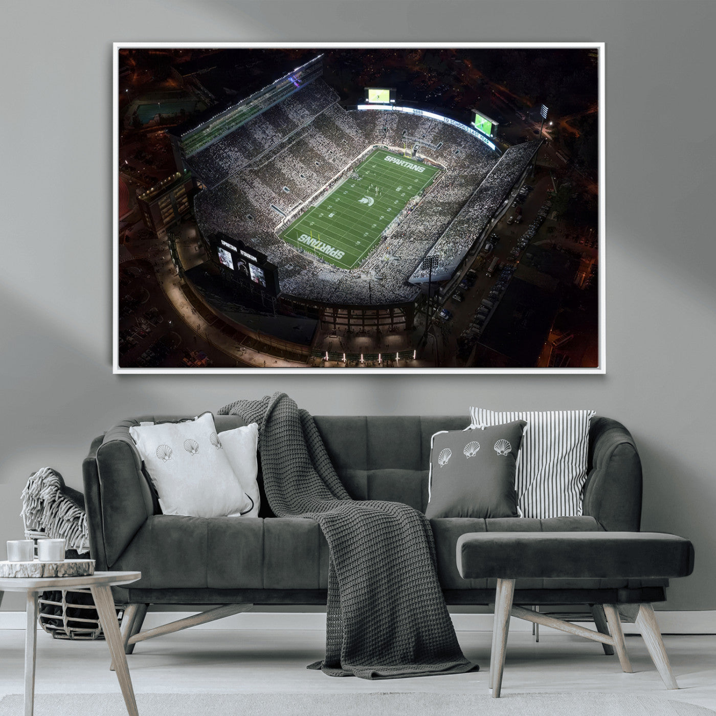 MGV-FC-36X24 - Michigan State Spartans Football Team Print - East Lansing Spartan Stadium Print Wall Art