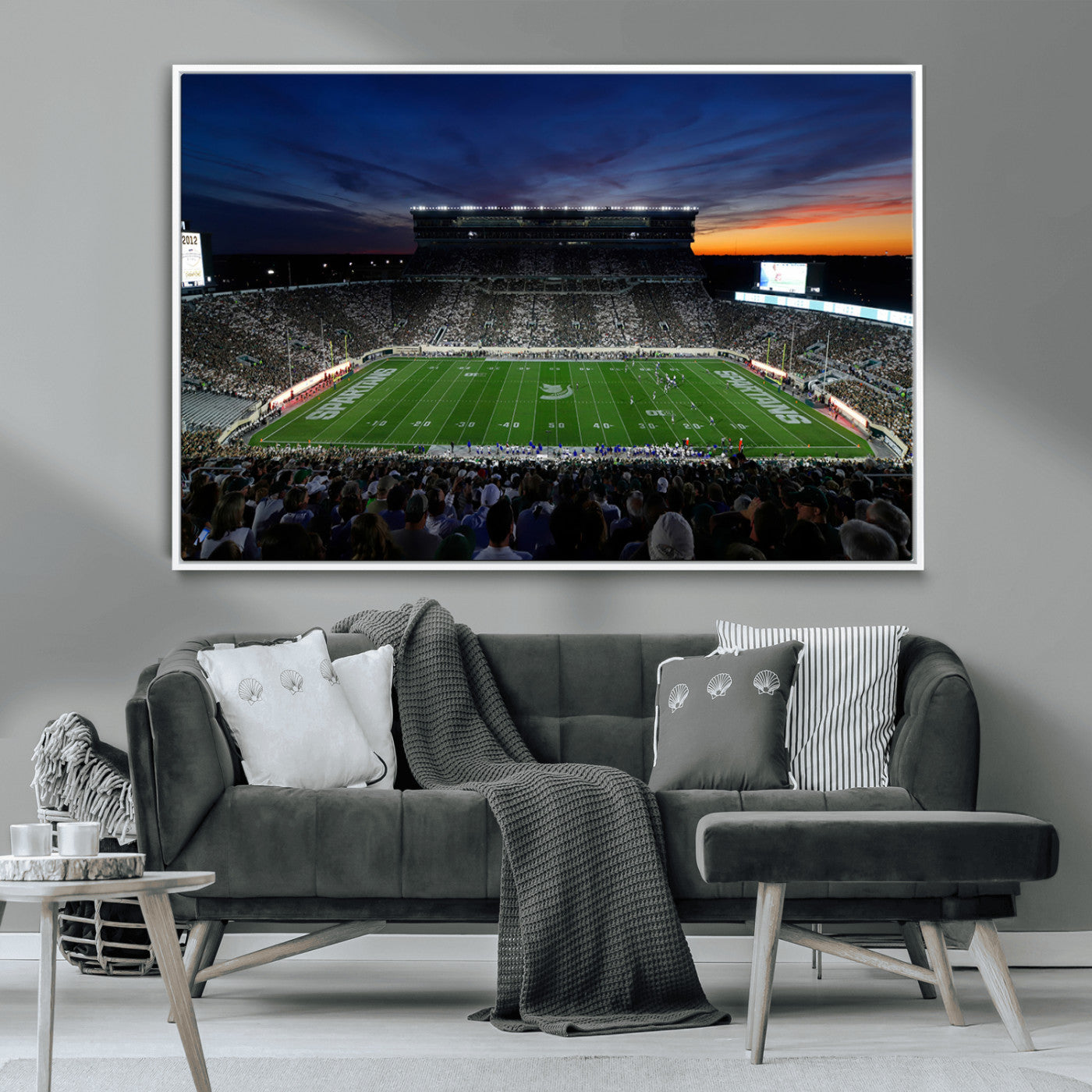 MGV-FC-36X24 - Michigan State Spartans Football Team Print - East Lansing Spartan Stadium Canvas Print