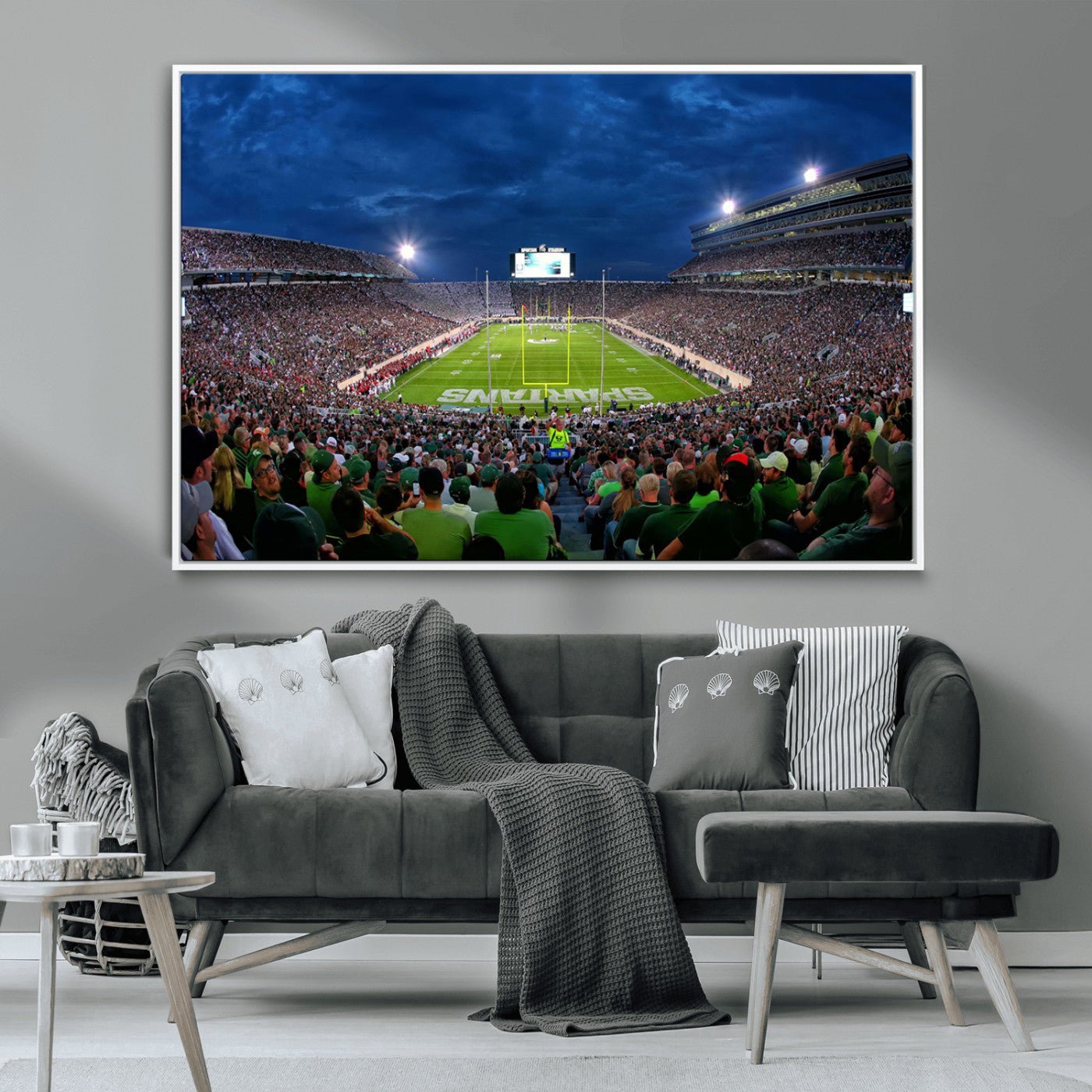 MGV-FC-36X24 - Michigan State Spartans Football Team Print - East Lansing Spartan Stadium Wall Art Canvas Print