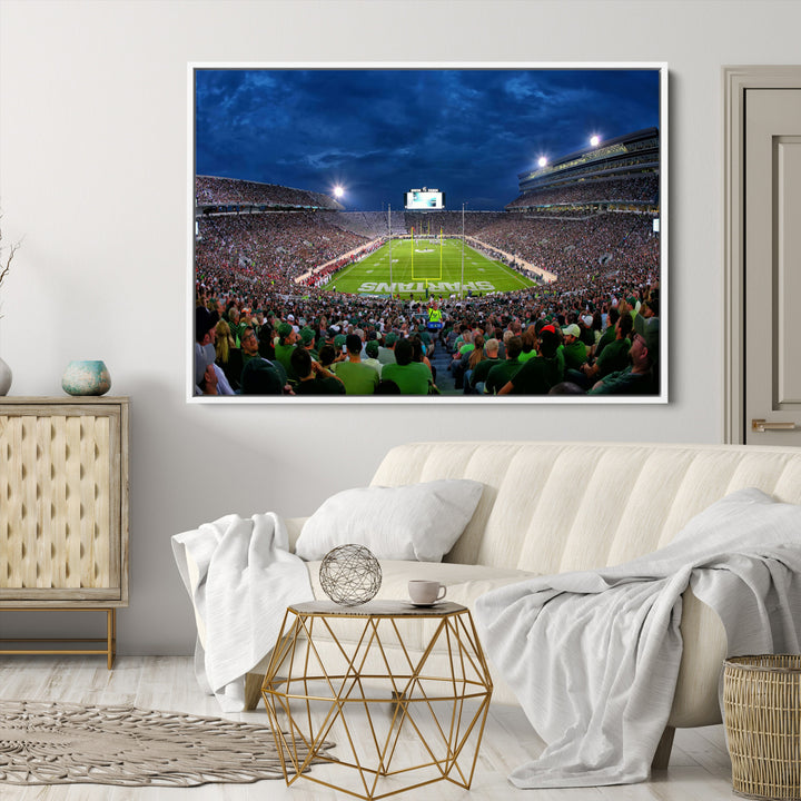 Michigan State Spartans Football Team Print - East Lansing Spartan Stadium Wall Art Canvas Print
