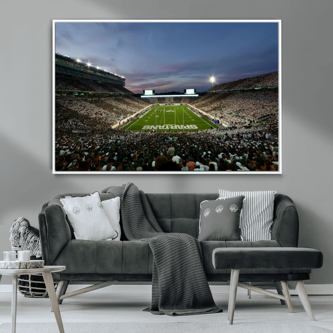 MGV-FC-36X24 - Michigan State Spartans Football Team Print - East Lansing Spartan Stadium Canvas Print