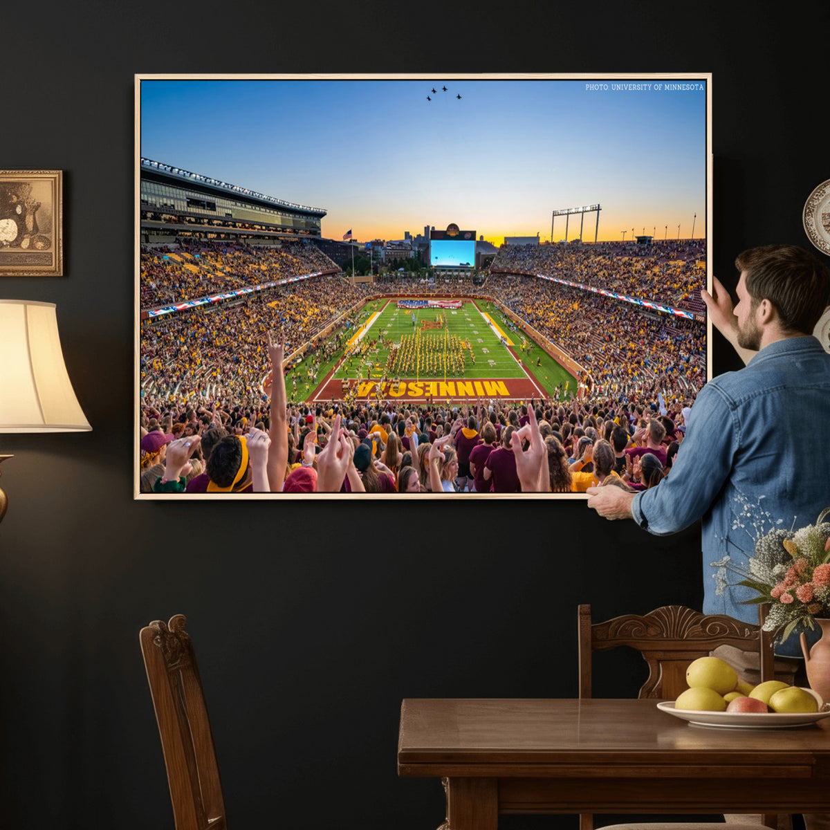 63452-PAN-FL-20X10 - University of Minnesota Golden Gophers Football Team Print - Minneapolis Huntington Bank Stadium