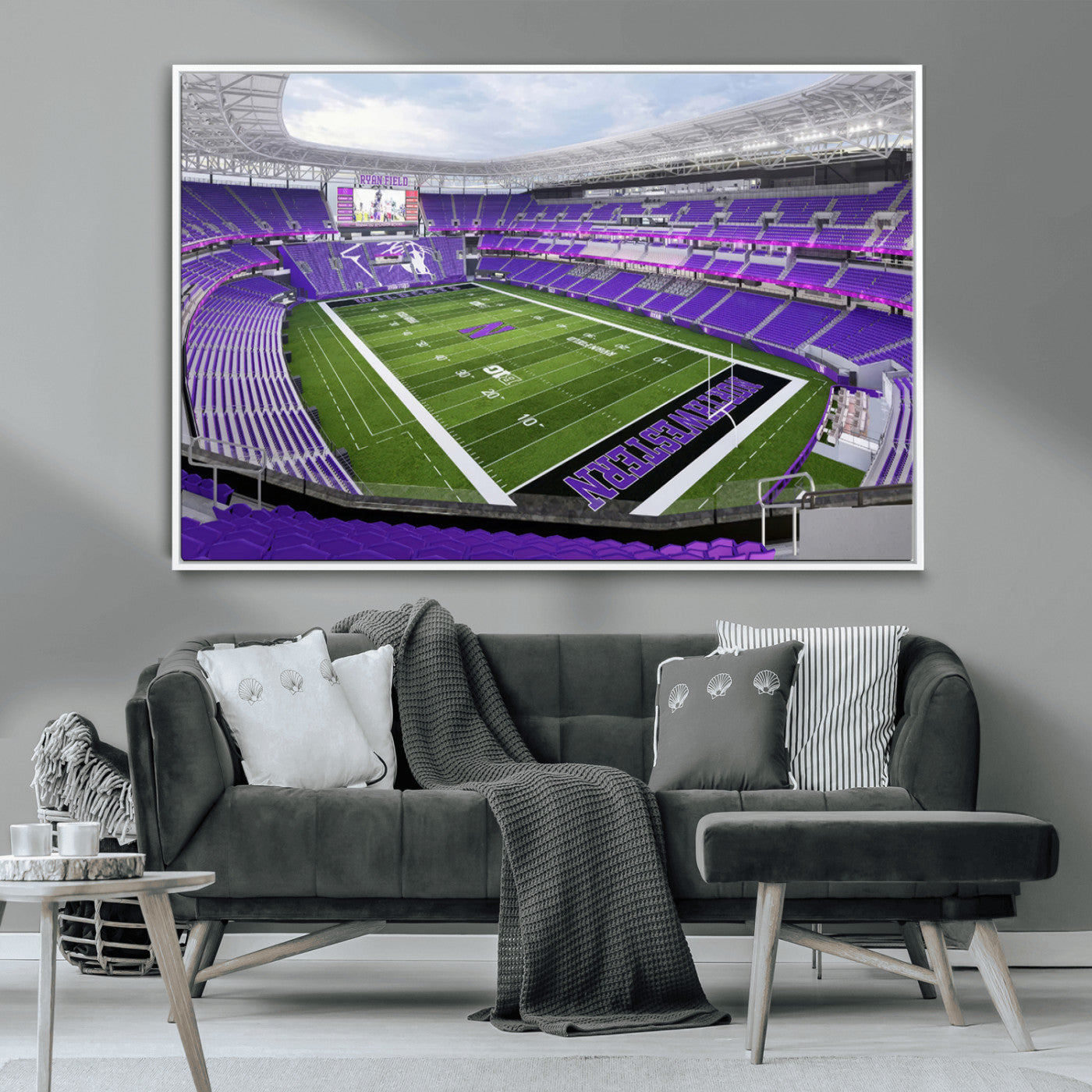 MGV-FC-36X24 - Northwestern University Wildcats Football Team Print - Evanston Ryan Field Wall Art Canvas Print