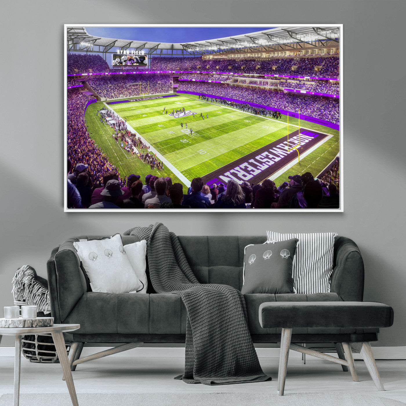 MGV-FC-36X24 - Northwestern University Wildcats Football Team Print - Evanston Ryan Field Wall Art Canvas Print
