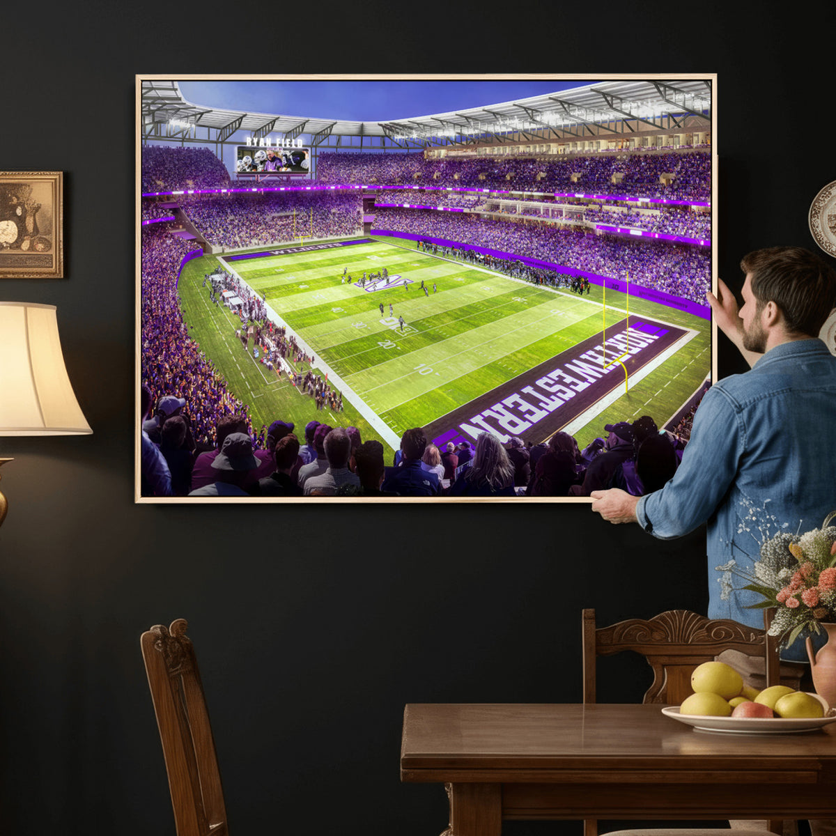 81245-MGV-CV-36X24 - Northwestern University Wildcats Football Team Print - Evanston Ryan Field Wall Art Canvas Print