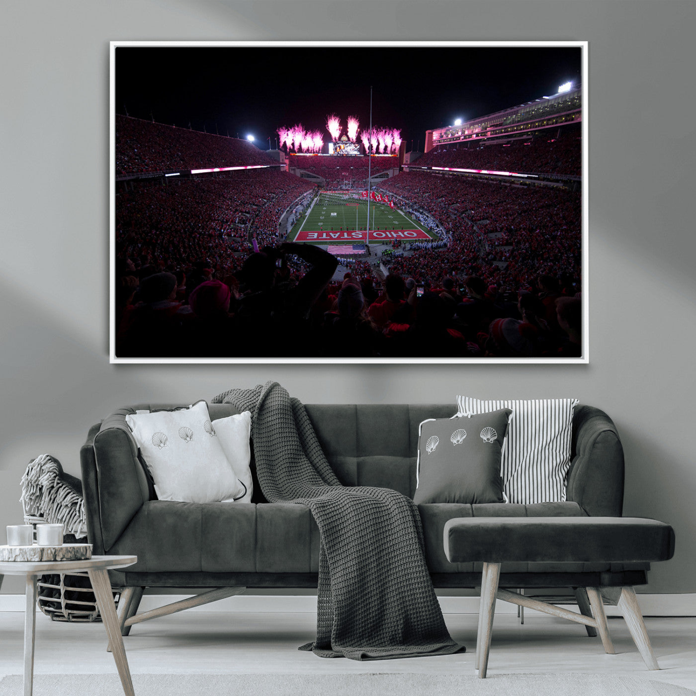 MGV-FC-36X24 - Ohio State University Buckeyes Football Team Print - Columbus Ohio Stadium Wall Art Canvas Print