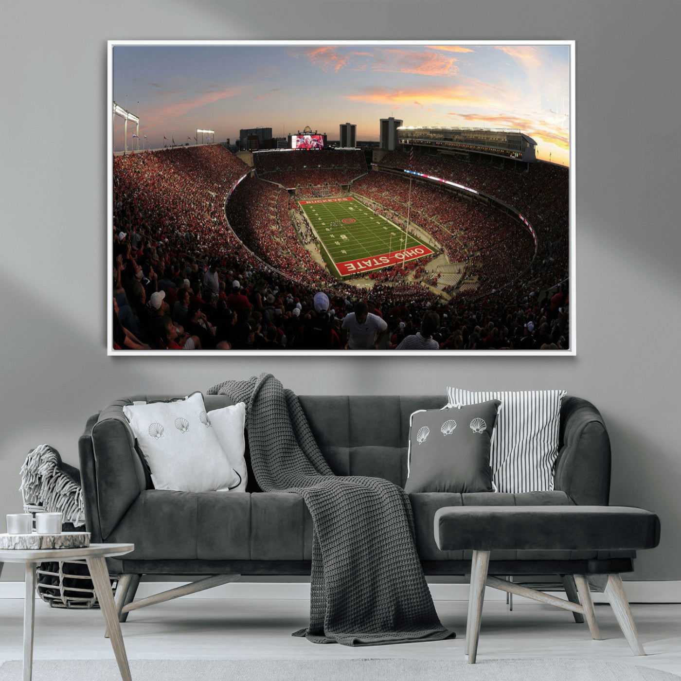 MGV-FC-36X24 - Ohio State University Buckeyes Football Team Print - Columbus Ohio Stadium Wall Art Canvas Print