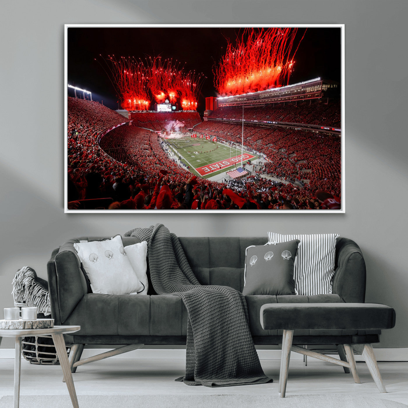 MGV-FC-36X24 - Ohio State University Buckeyes Football Team Print - Columbus Ohio Stadium Wall Art Canvas Print