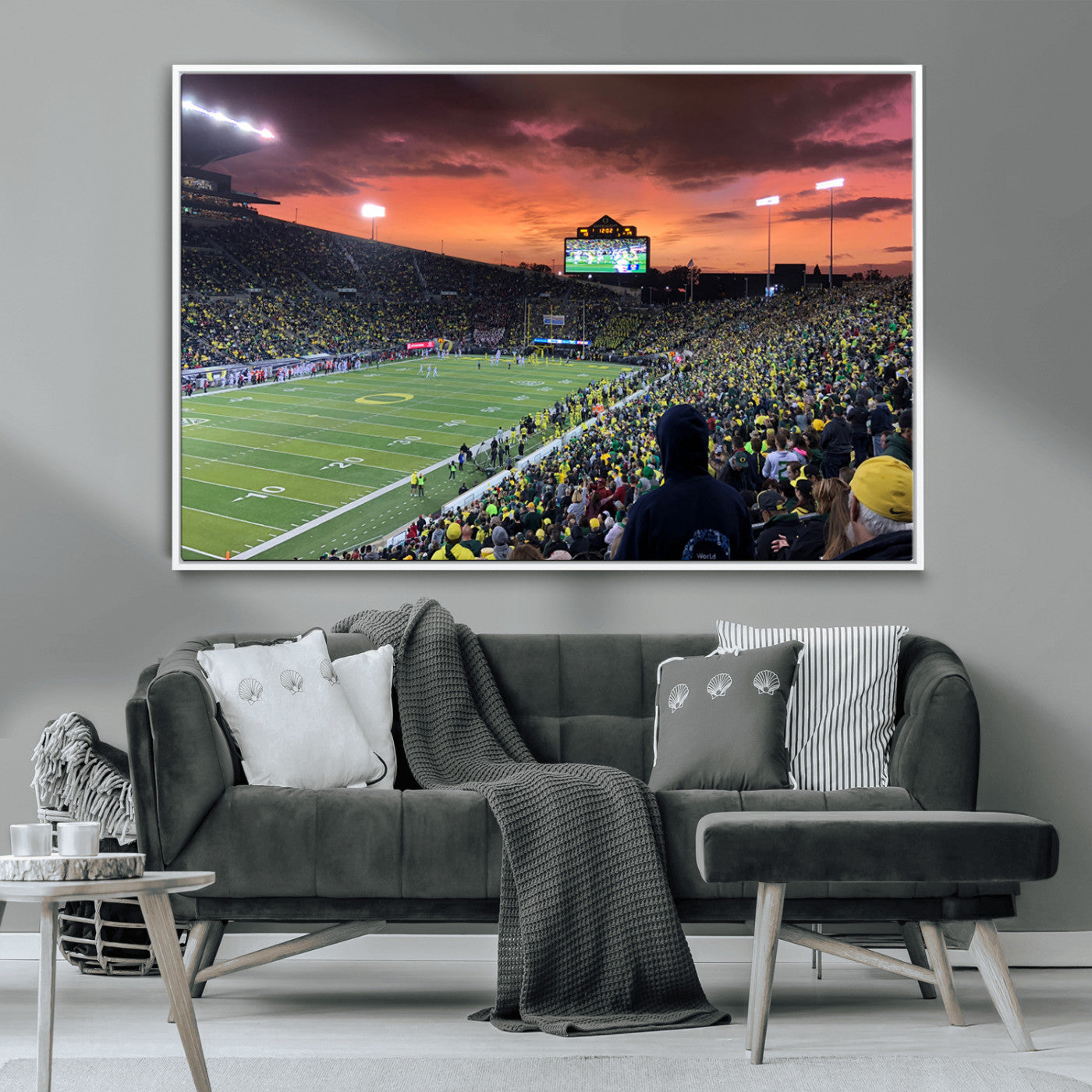 MGV-FC-36X24 - Eugene Autzen Stadium Canvas Wall Art Print – Sunset Over Iconic Football Field Wall Decor for Home