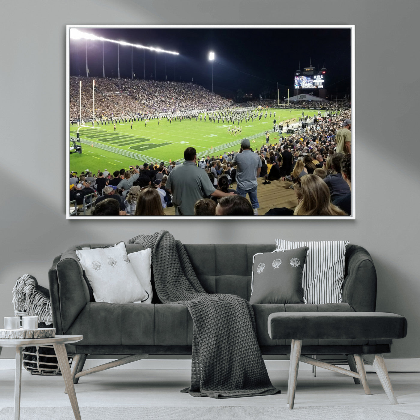 MGV-FC-36X24 - Purdue University Boilermakers Football Team Print - West Lafayette Ross-Ade Stadium Wall Art Canvas