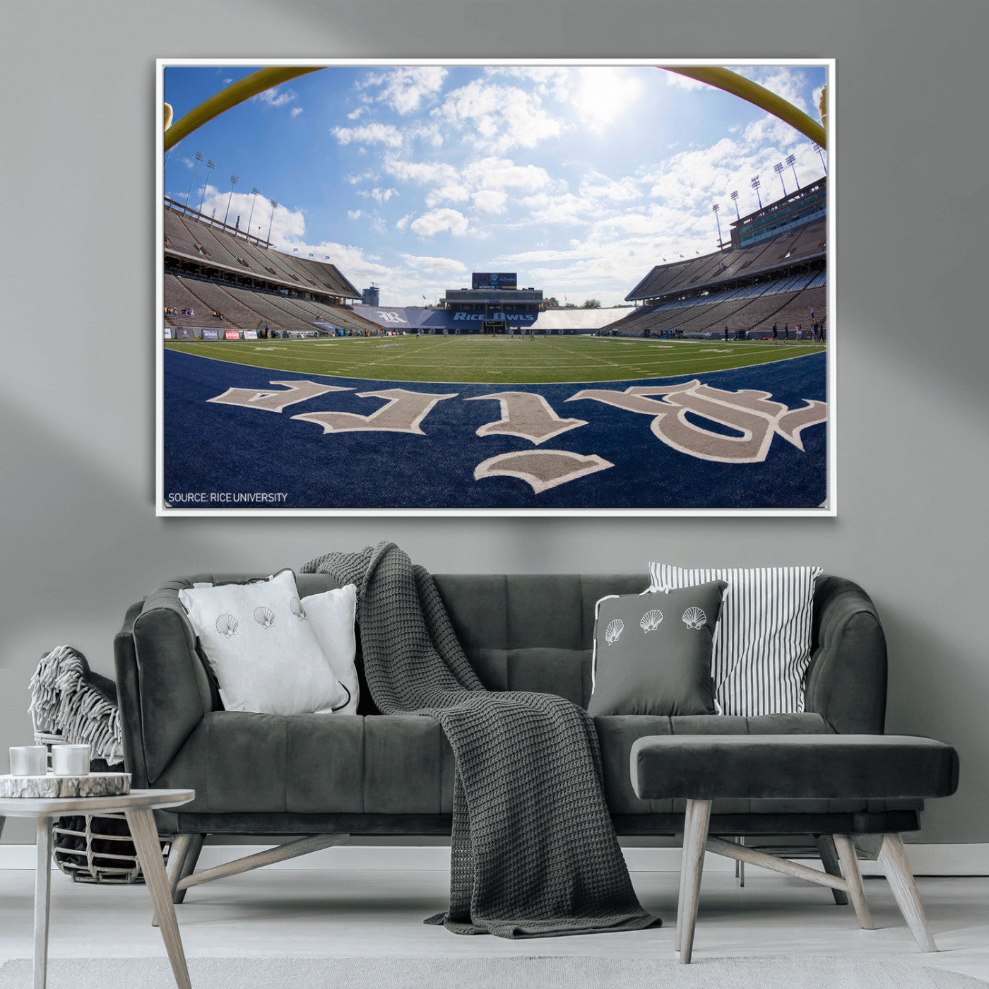 MGV-FC-36X24 - Rice University Owls Football Team Print - Houston Rice Stadium Wall Art Canvas Print