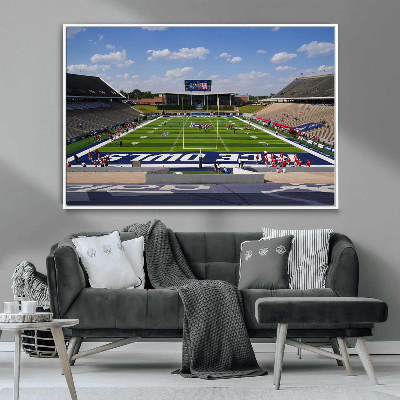 MGV-FC-36X24 - Rice University Owls Football Team Print - Houston Rice Stadium Wall Art Canvas Print