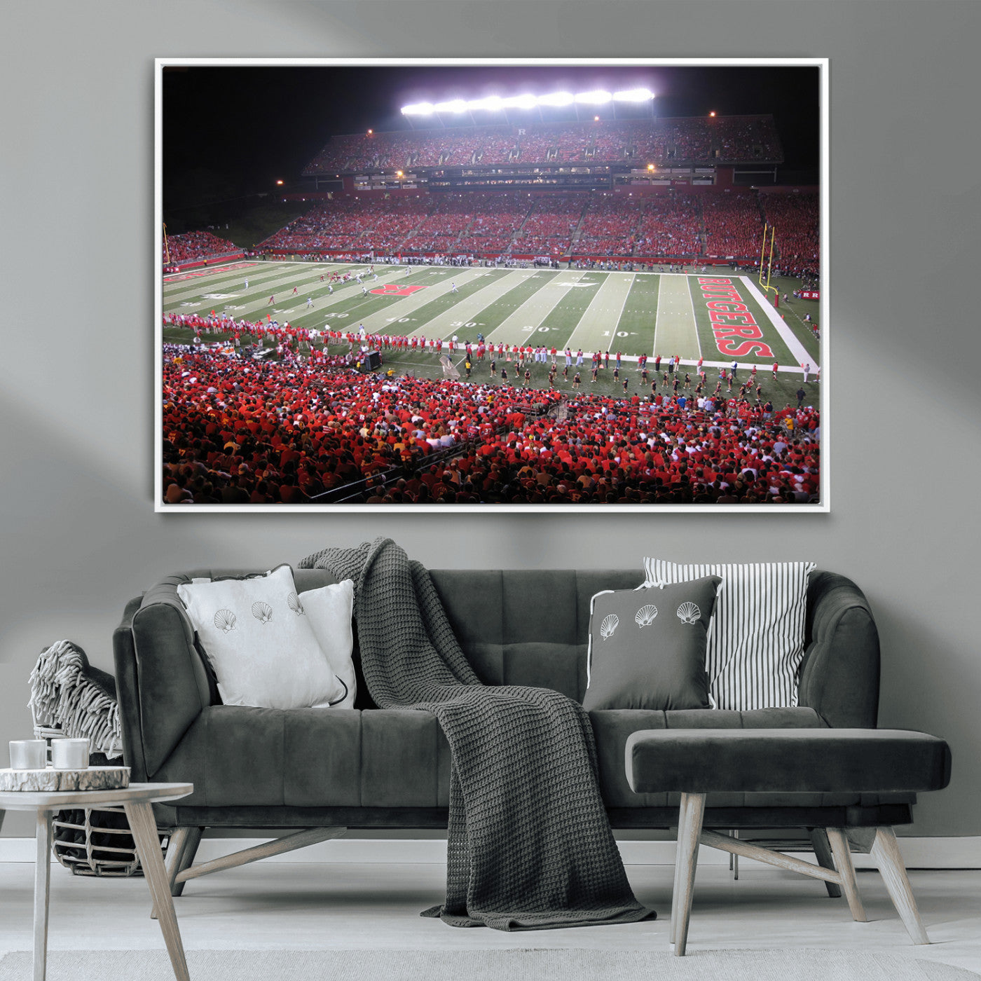 MGV-FC-36X24 - Rutgers University Scarlet Knights Football Team Print - Piscataway SHI Stadium Wall Art Canvas