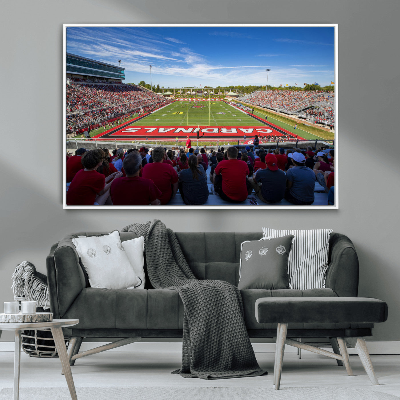 MGV-FC-36X24 - Ball State Cardinals Football Team Print - Muncie Scheumann Stadium Wall Art Canvas Print