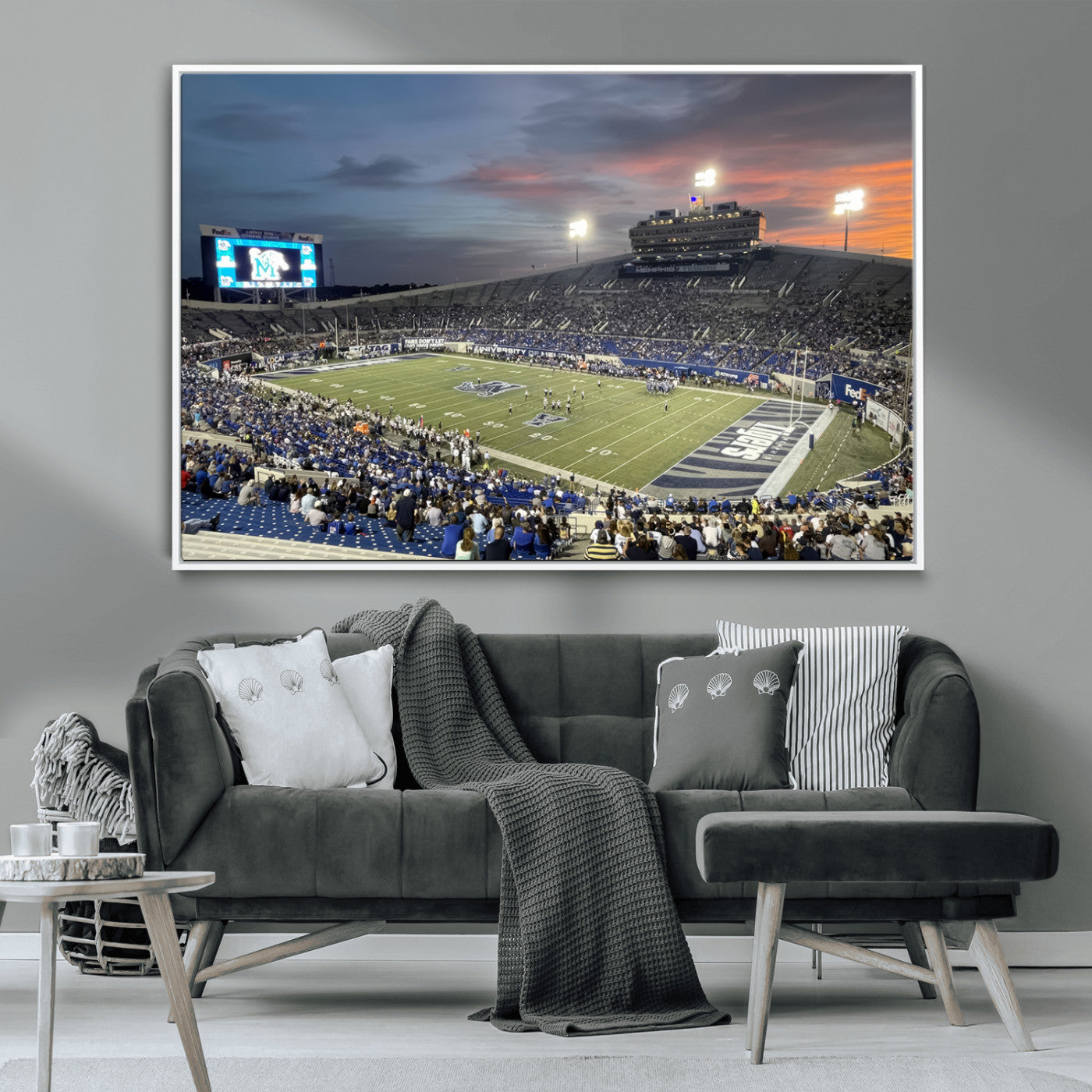 MGV-FC-36X24 - Memphis Tigers Football Team Print - Memphis Simmons Bank Liberty Stadium Wall Art Canvas Print