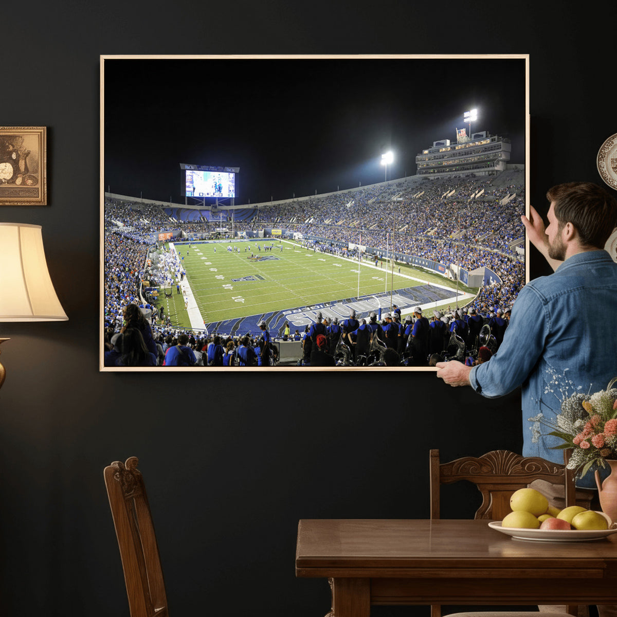 10894-PAN-FL-20X10 - University of Memphis Tigers Football Team Print - Memphis Simmons Bank Liberty Stadium Wall Art