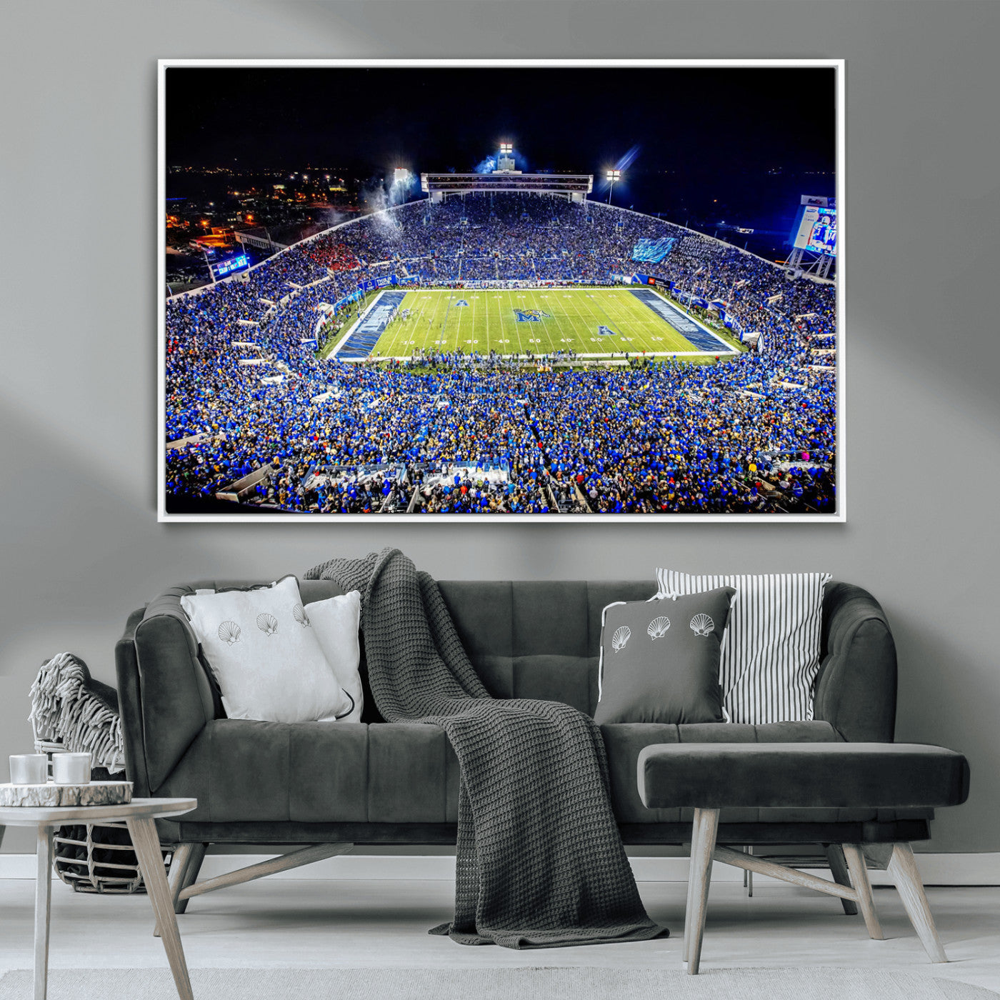 MGV-FC-36X24 - University of Memphis Tigers Football Team Print - Memphis Simmons Bank Liberty Stadium Wall Art